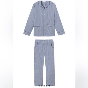 LAKE Navy Blue Striped Pajama Set